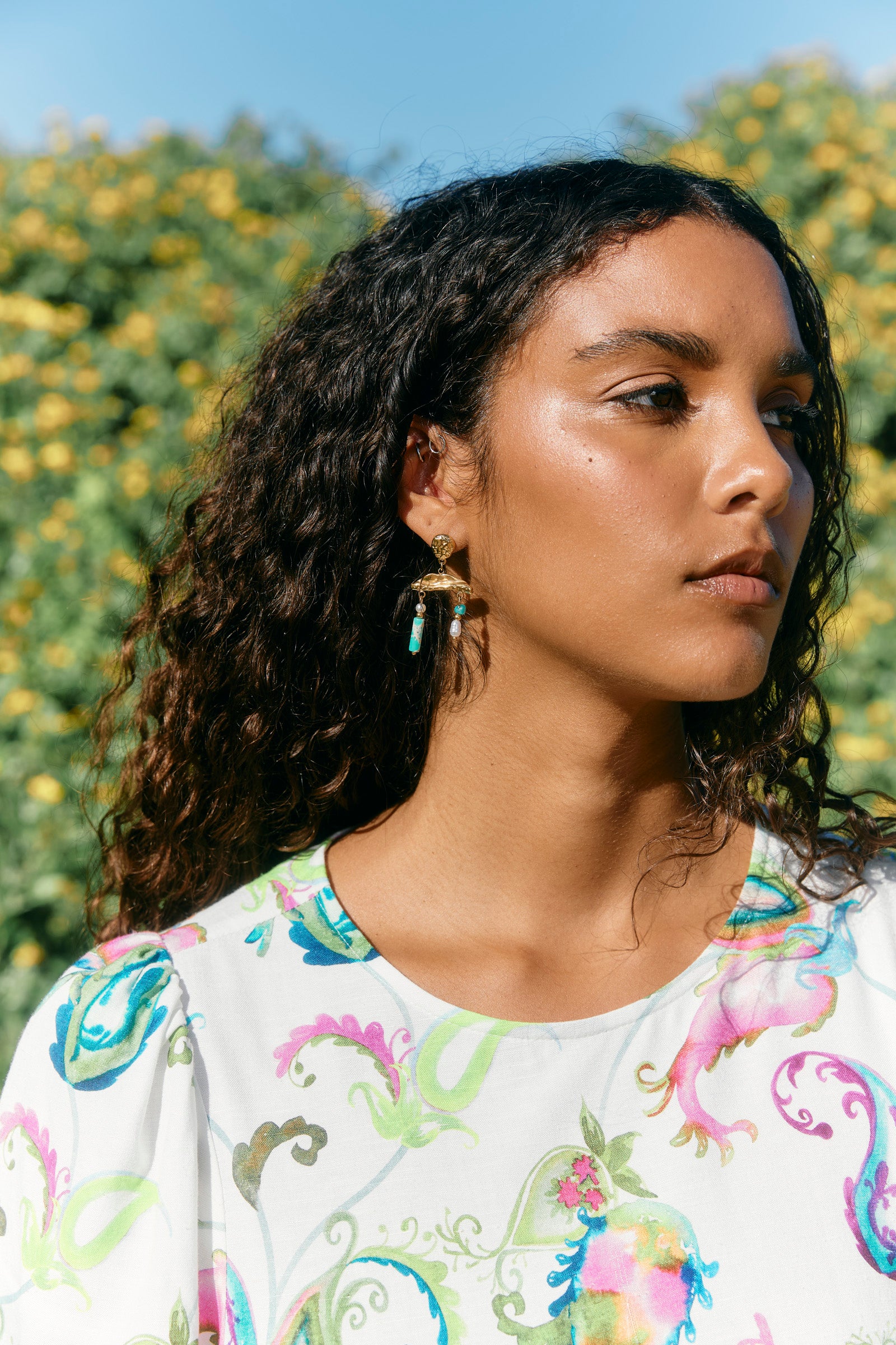 Anita Earring - Teal /Pearl