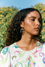 Anita Earring - Teal /Pearl