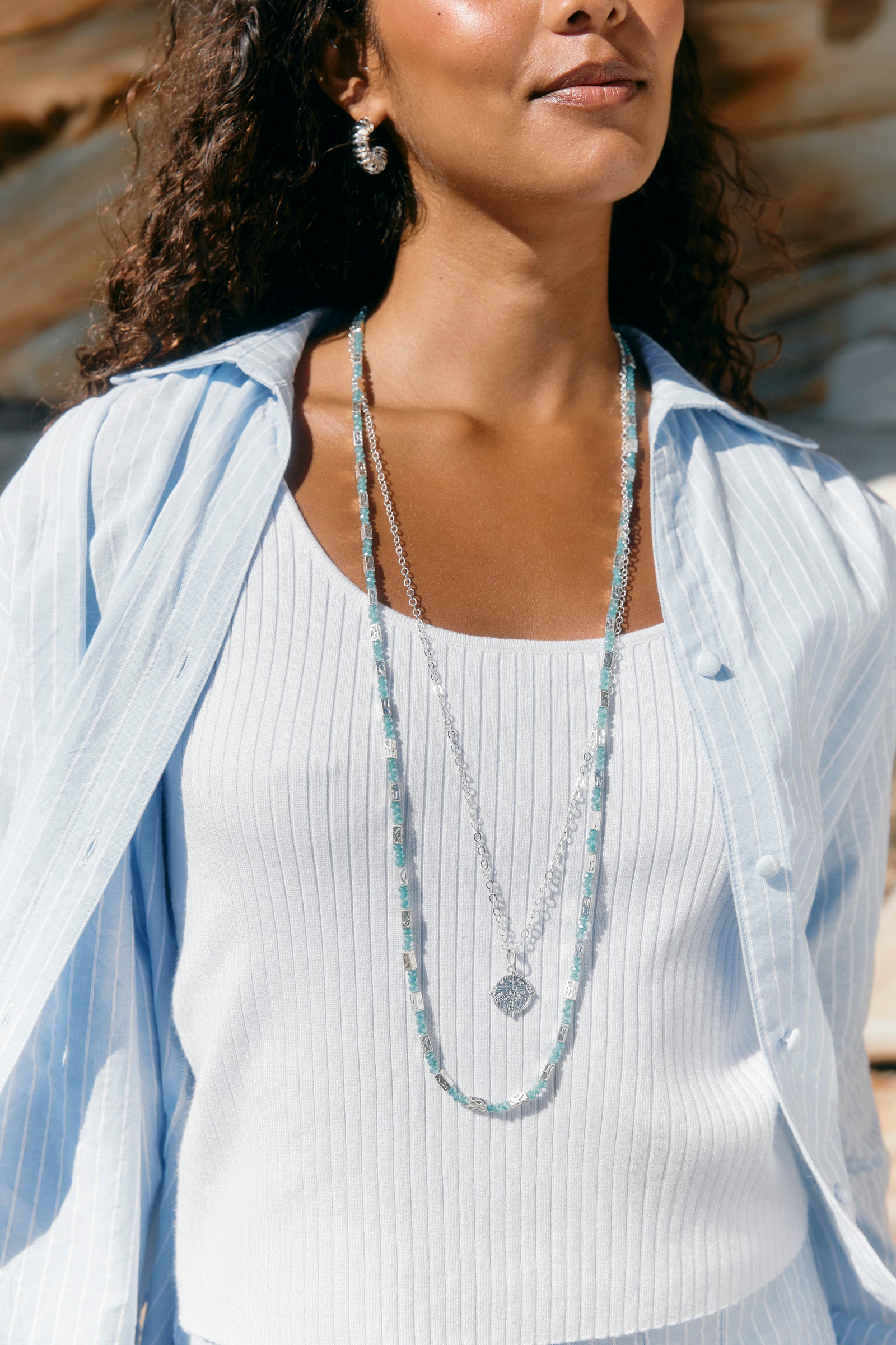 Frida Necklace - Silver/ Mint