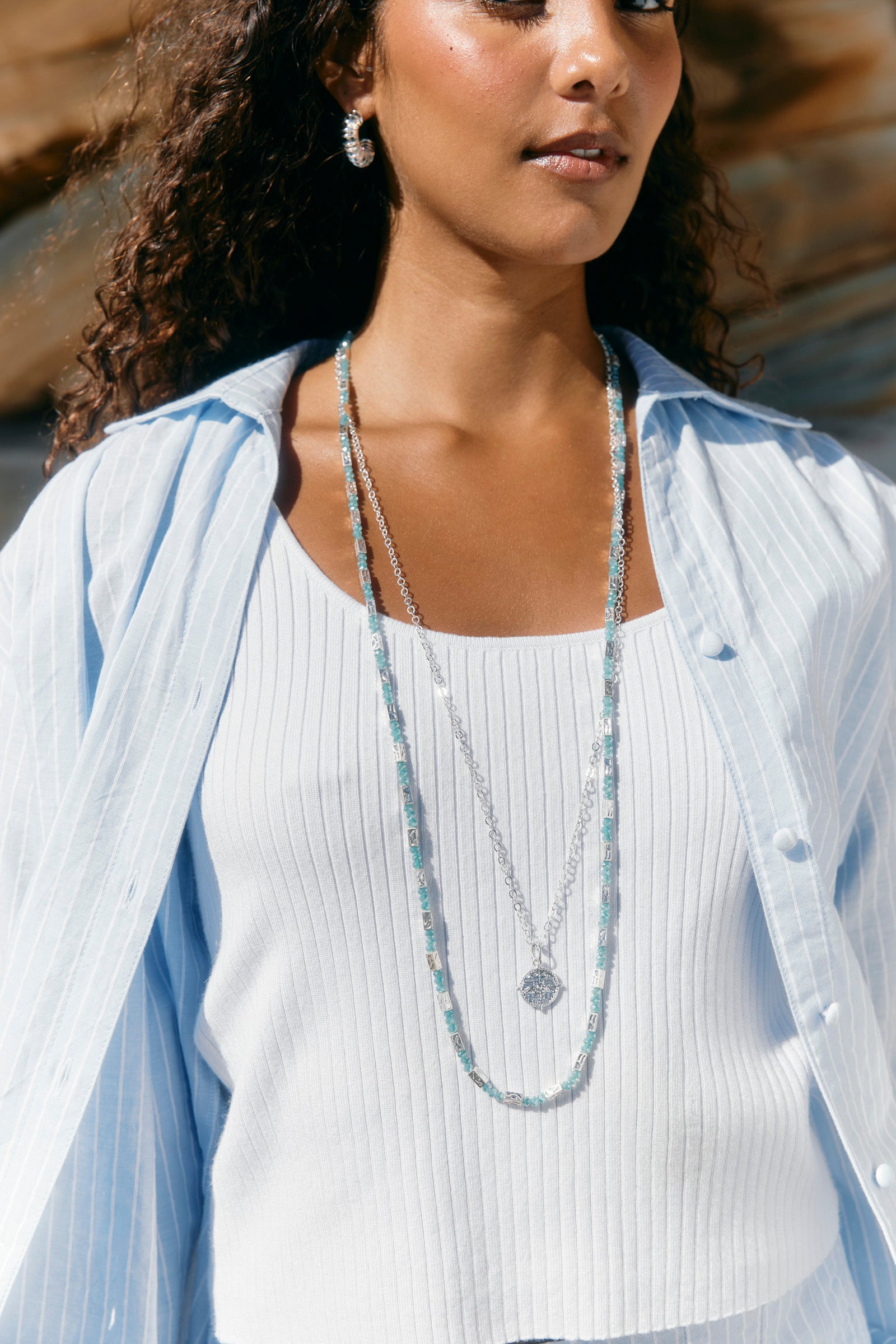 Frida Necklace - Silver/ Mint