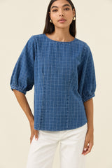 Sloane Denim Top - Check