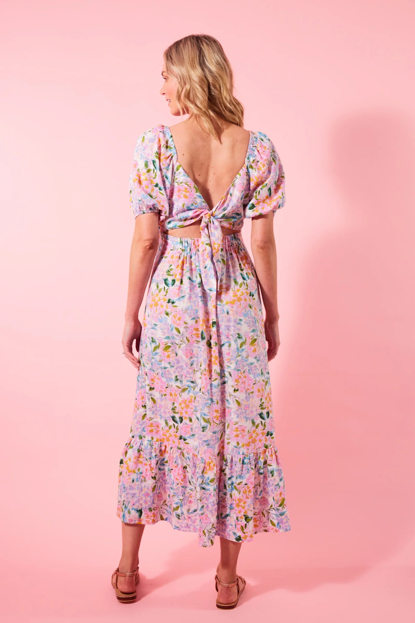 Flora Tie Dress - Salt Hydrangea