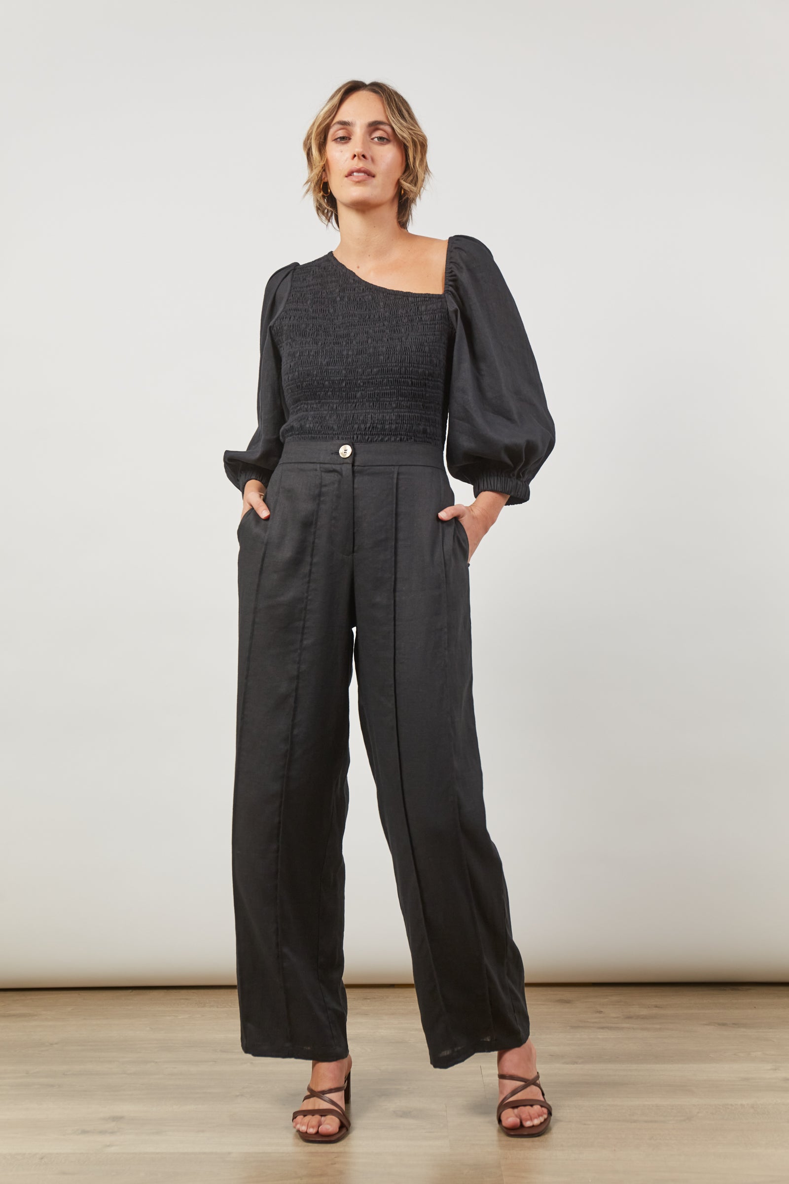 Panorama Shirred Top - Onyx