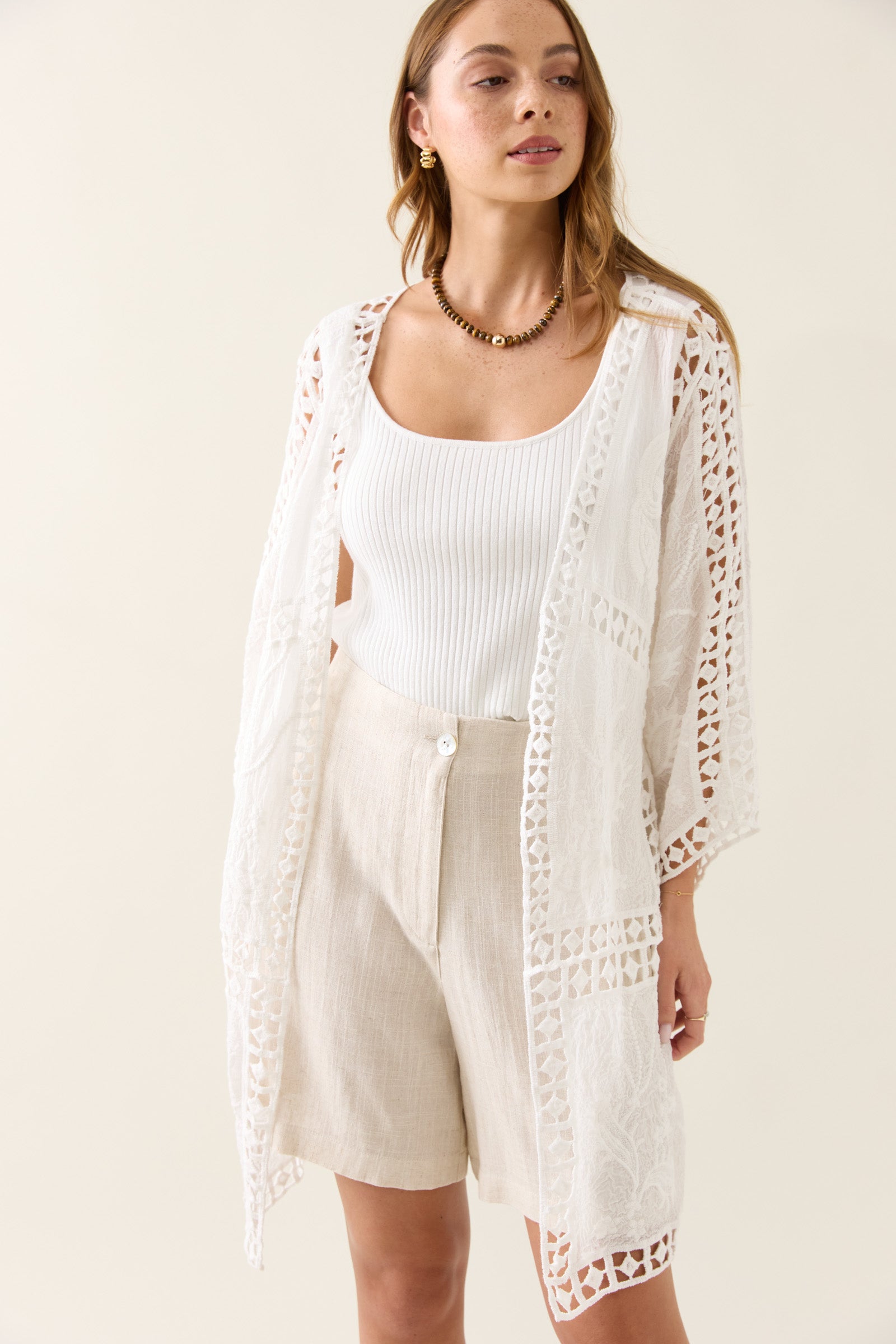 Oline Lace Kimono - Lotus