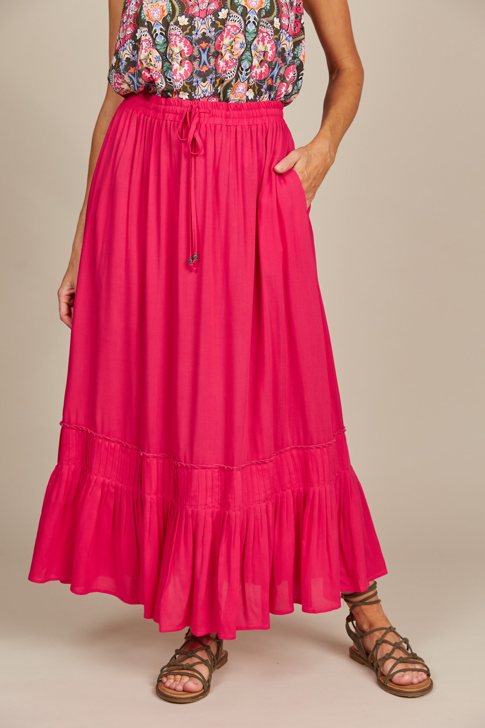 Esme Maxi Skirt - Raspberry