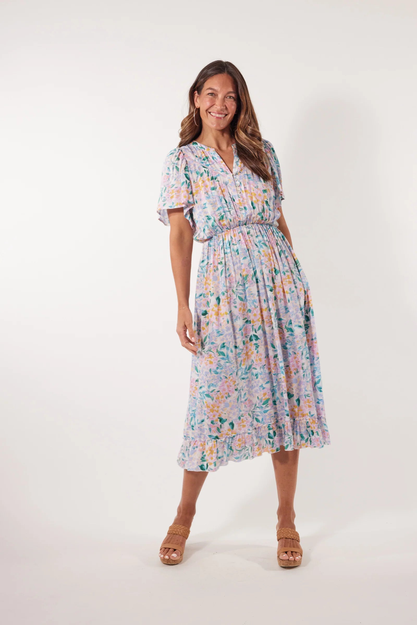 Botanical Midi Dress - Salt Hydrangea