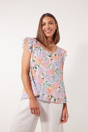 Flora Frill Top - Salt Hydrangea