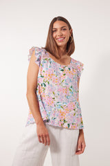 Flora Frill Top - Salt Hydrangea