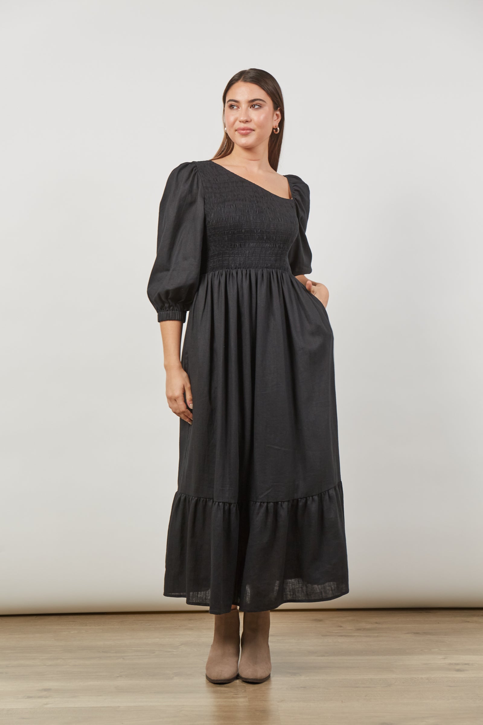 Panorama Shirred Maxi - Onyx