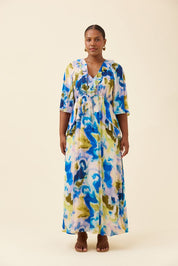 Frida Frill Maxi Dress - Watercolour
