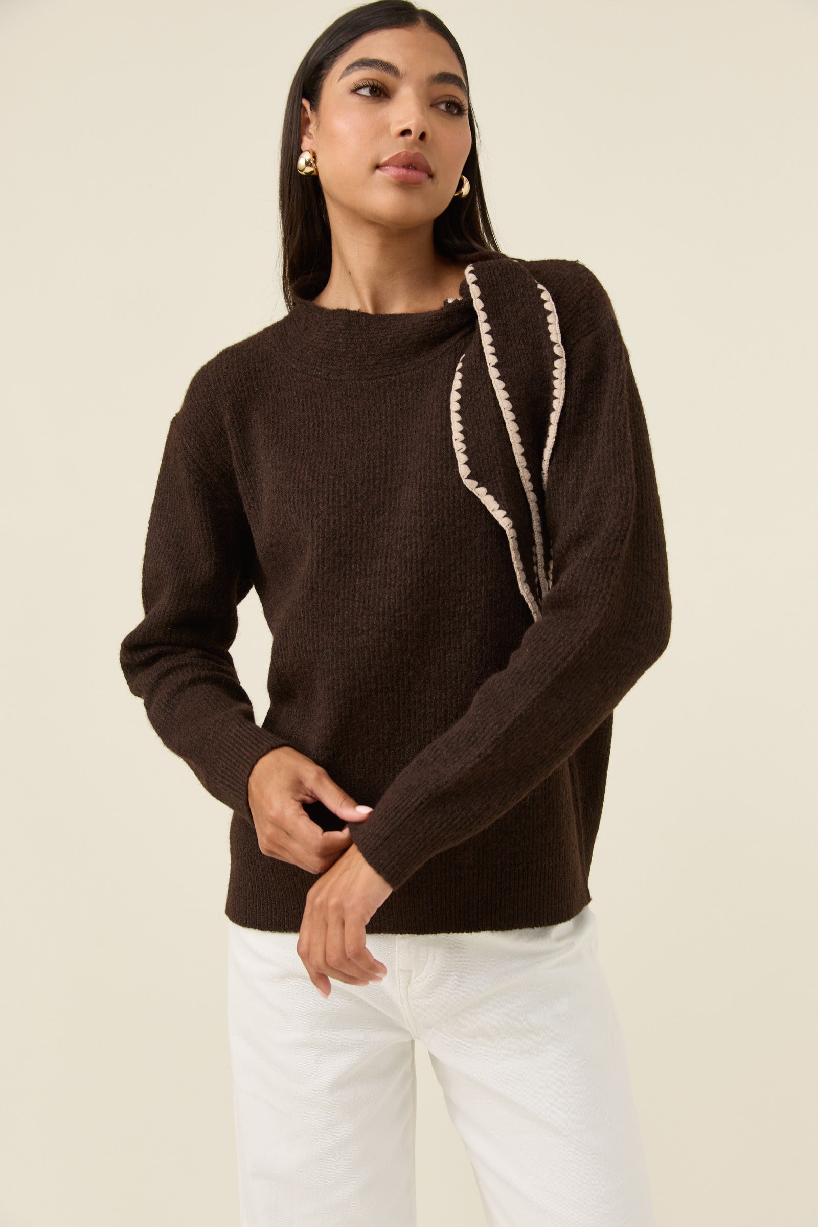 Athena Scarf Jumper - Chocolate