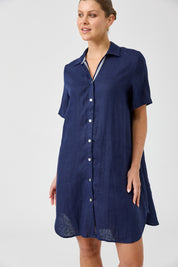 Studio Short Shirt Dress - Indigo