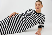 Studio Stripe Tshirt Dress - Ebony