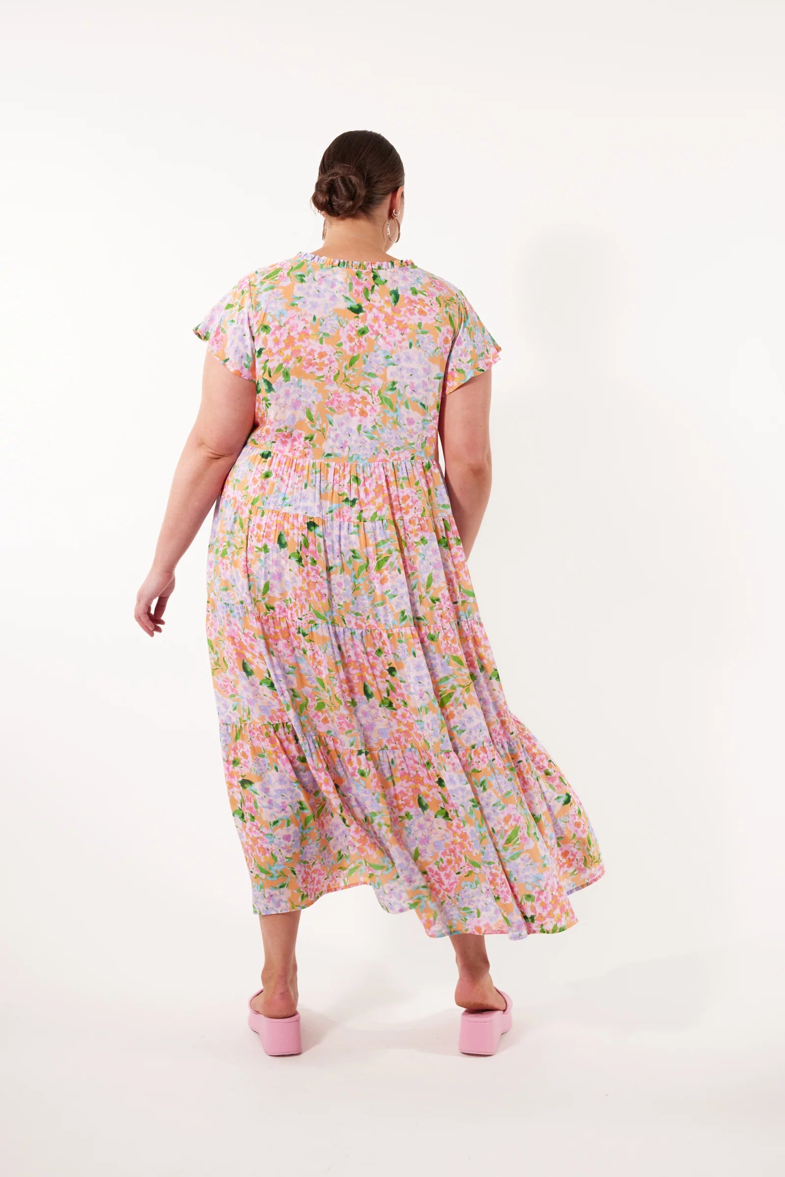 Botanical Tiered Dress - Sunset Hydrangea