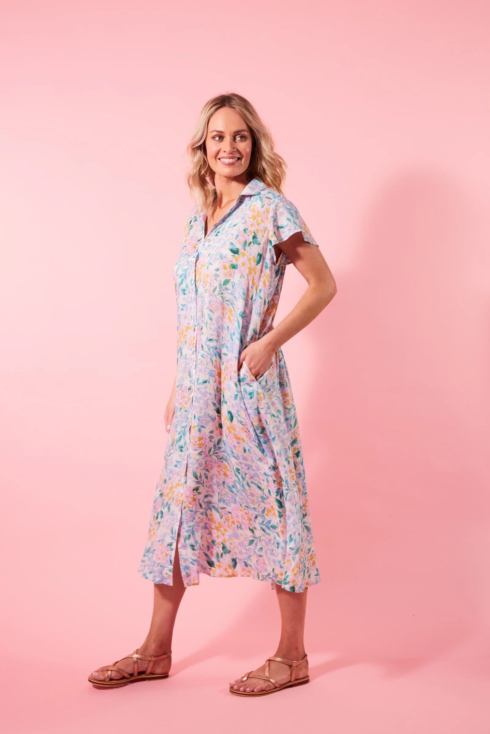 Botanical Shirt Dress - Salt Hydrangea