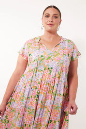 Botanical Tiered Dress - Sunset Hydrangea