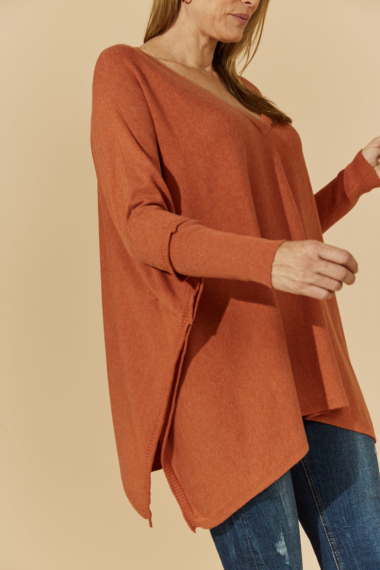 Purity Poncho Knit - Rust