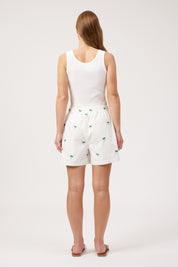 Mauritius Embroidered Denim Short - White