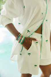 Mauritius Embroidered Denim Short - White