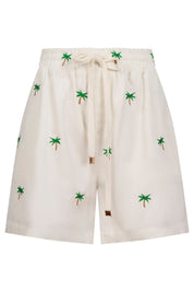 Mauritius Embroidered Denim Short - White