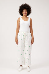 Mauritius Embroidered Denim Pant - White