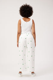 Mauritius Embroidered Denim Pant - White