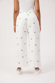 Mauritius Embroidered Denim Pant - White