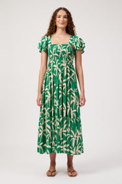 Congo Shirred Maxi Dress - Palm
