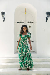 Congo Shirred Maxi Dress - Palm