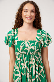 Congo Shirred Maxi Dress - Palm