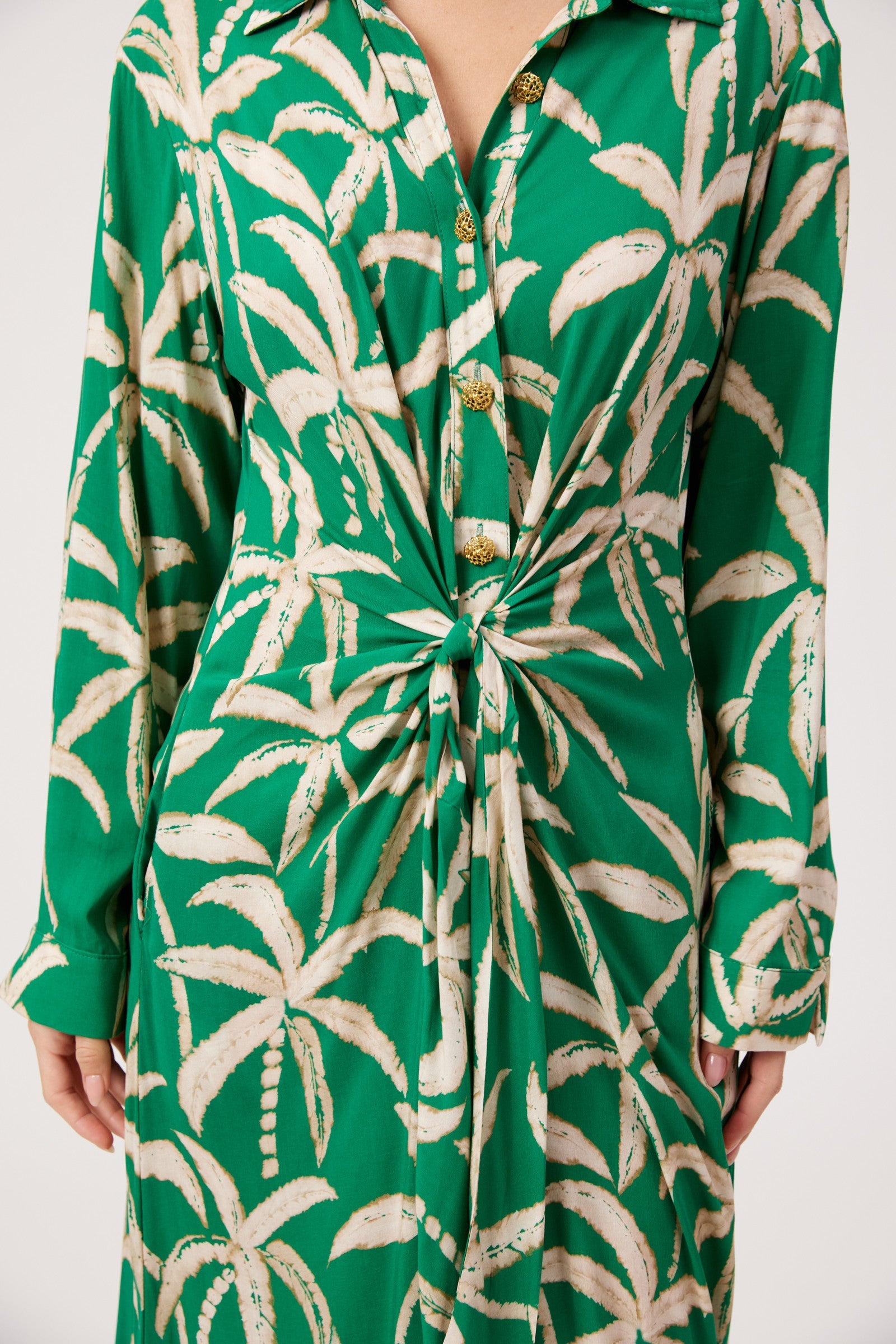 Congo Midi Shirt Dress - Palm