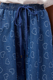 Sicily Heart Denim Short - Indigo
