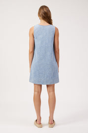 Sicily Heart Denim Dress - Sky