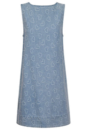 Sicily Heart Denim Dress - Sky