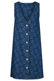 Sicily Heart Denim Dress - Indigo