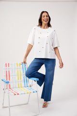 Elba Heart Embellished Tshirt - White