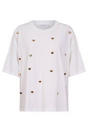 Elba Heart Embellished Tshirt - White