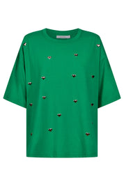 Elba Heart Embellished Tshirt - Green