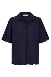 Larissa Broderie Shirt - Navy