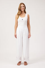 Larissa Broderie Pant - White