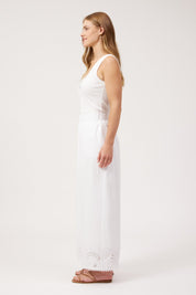 Larissa Broderie Pant - White