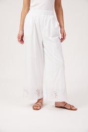 Larissa Broderie Pant - White