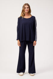 Elba Heart Long Sleeve Tshirt - Navy