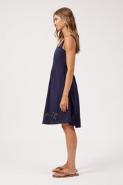 Larissa Broderie Dress - Navy