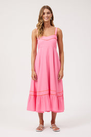 Positano Contrast Midi Dress - Pink