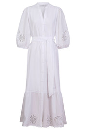 Larissa Broderie Maxi Dress - White
