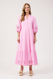 Larissa Broderie Maxi Dress - Pink