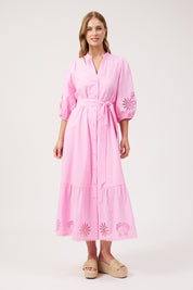 Larissa Broderie Maxi Dress - Pink