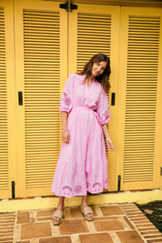 Larissa Broderie Maxi Dress - Pink