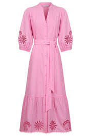 Larissa Broderie Maxi Dress - Pink